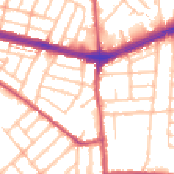 Daytime road noise heatmap for IG2 6AG