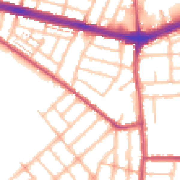 Daytime road noise heatmap for IG2 6AH