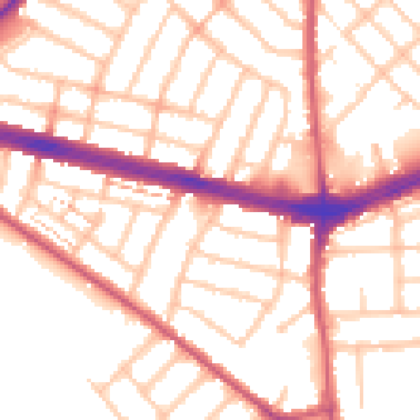 Daytime road noise heatmap for IG2 6AP
