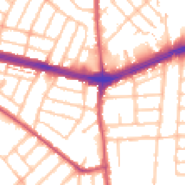 Daytime road noise heatmap for IG2 6AY