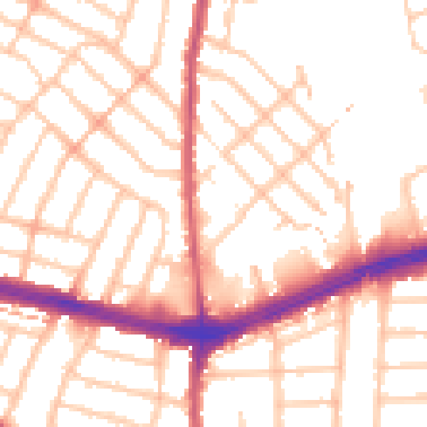Daytime road noise heatmap for IG2 6BJ