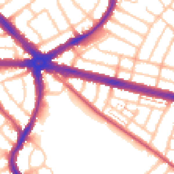 Daytime road noise heatmap for IG2 6DE