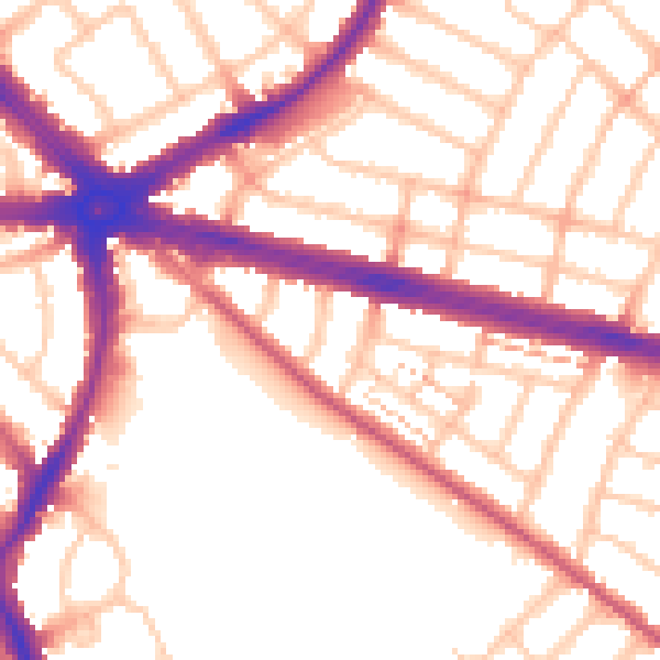 Daytime road noise heatmap for IG2 6DG
