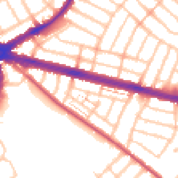 Daytime road noise heatmap for IG2 6DJ