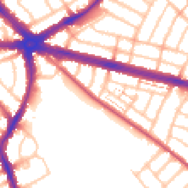 Daytime road noise heatmap for IG2 6DQ