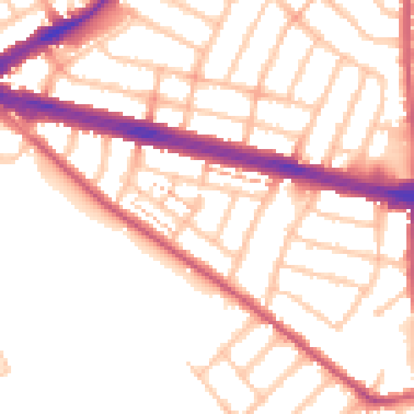 Daytime road noise heatmap for IG2 6DU