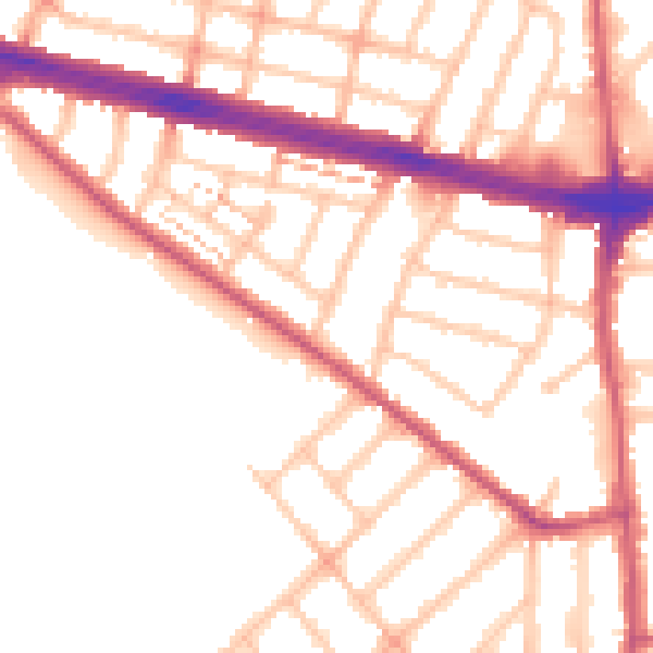 Daytime road noise heatmap for IG2 6DW