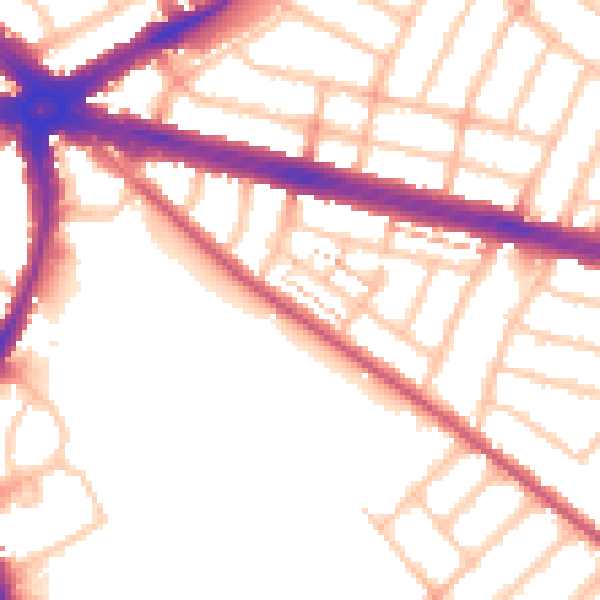 Daytime road noise heatmap for IG2 6DY