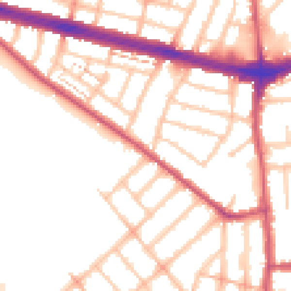 Daytime road noise heatmap for IG2 6EB
