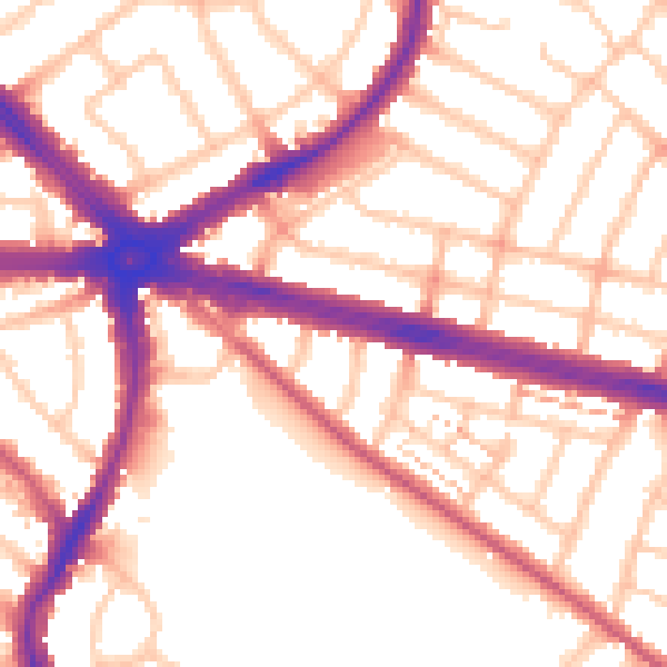Daytime road noise heatmap for IG2 6EH