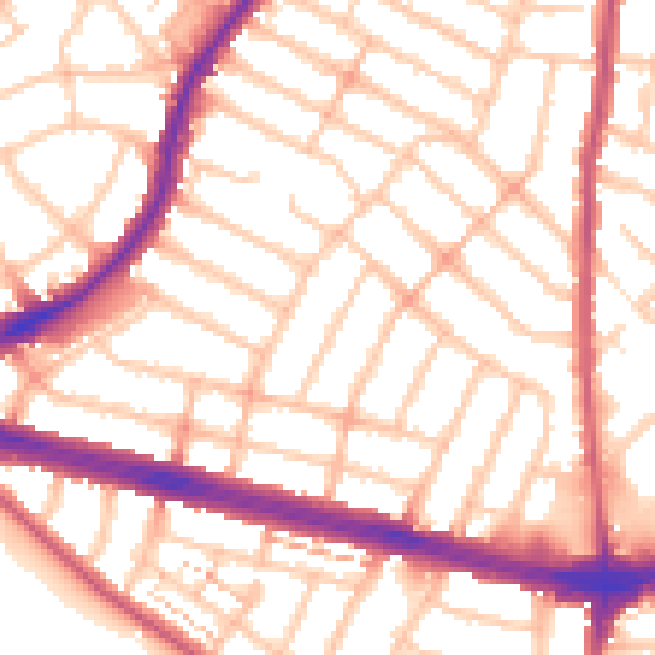 Daytime road noise heatmap for IG2 6QW
