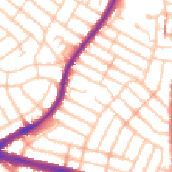 Daytime road noise heatmap for IG2 6RU