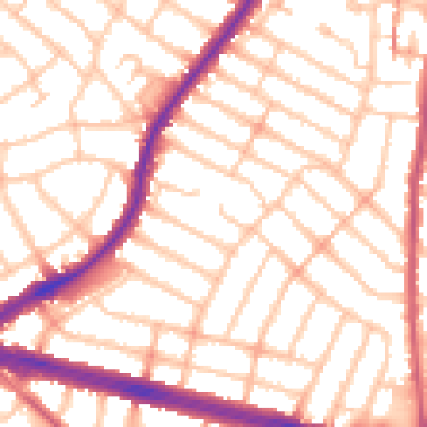 Daytime road noise heatmap for IG2 6RZ