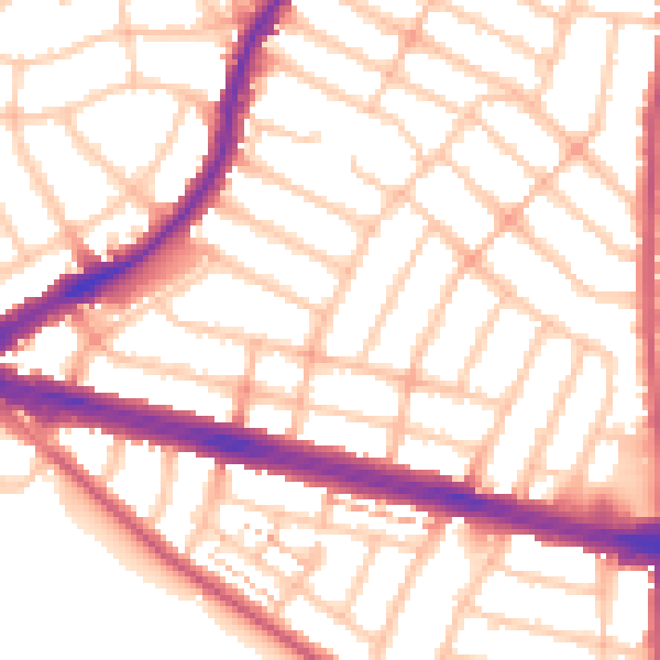 Daytime road noise heatmap for IG2 6SQ