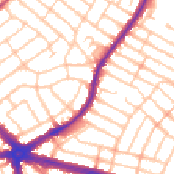 Daytime road noise heatmap for IG2 6SZ
