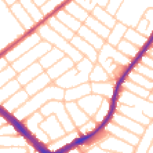 Daytime road noise heatmap for IG2 6XS
