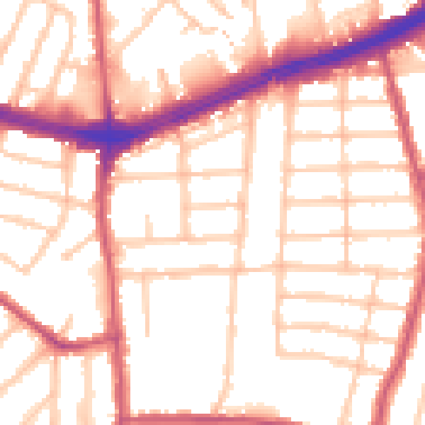 Daytime road noise heatmap for IG2 7DW