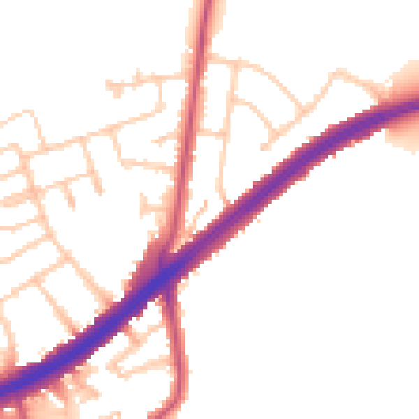Daytime road noise heatmap for IG2 7FB