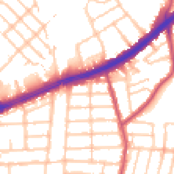 Daytime road noise heatmap for IG2 7HG