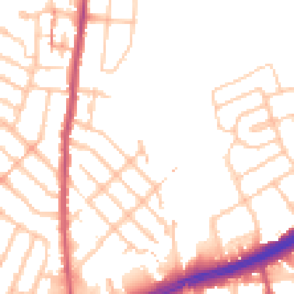 Daytime road noise heatmap for IG2 7PD
