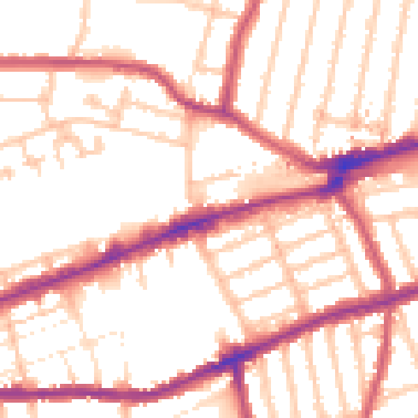 Daytime road noise heatmap for IG3 8EE