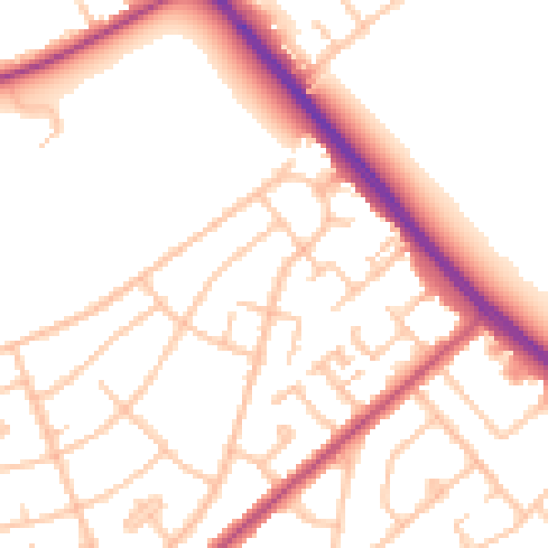 Daytime road noise heatmap for IG7 4AU