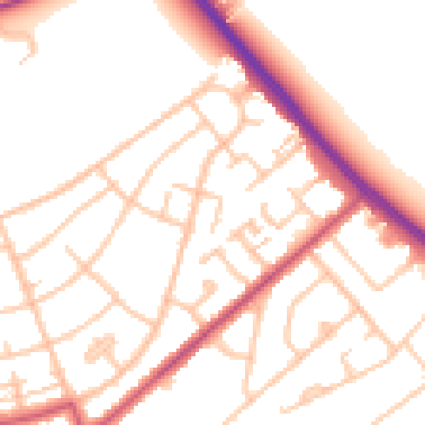 Daytime road noise heatmap for IG7 4AW