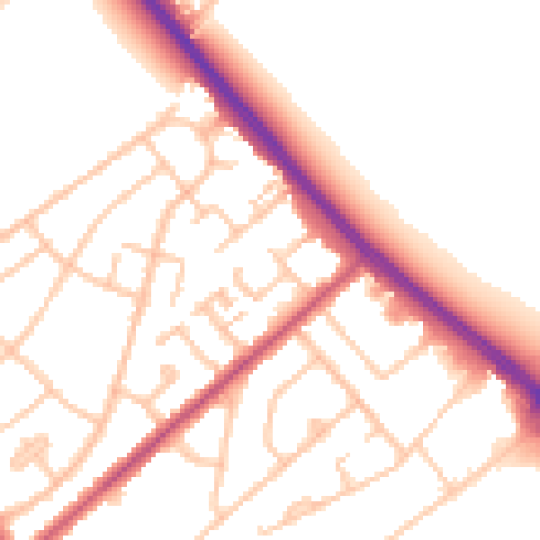 Daytime road noise heatmap for IG7 4AZ