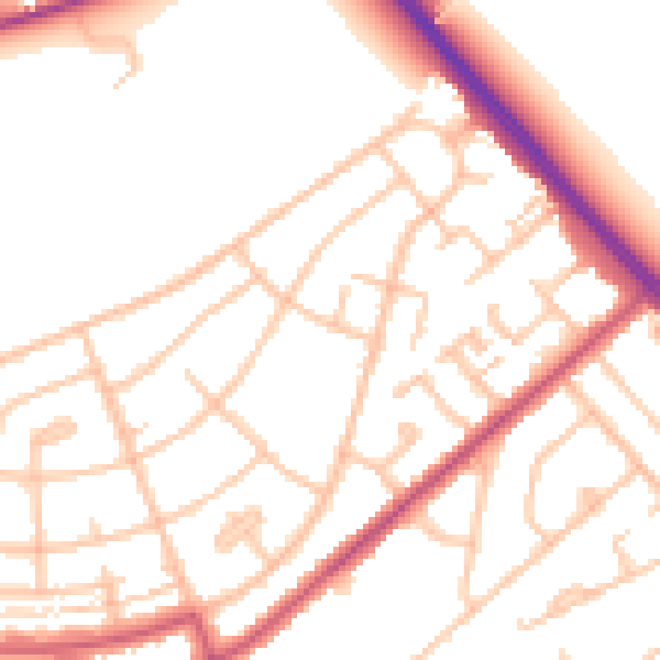 Daytime road noise heatmap for IG7 4ND