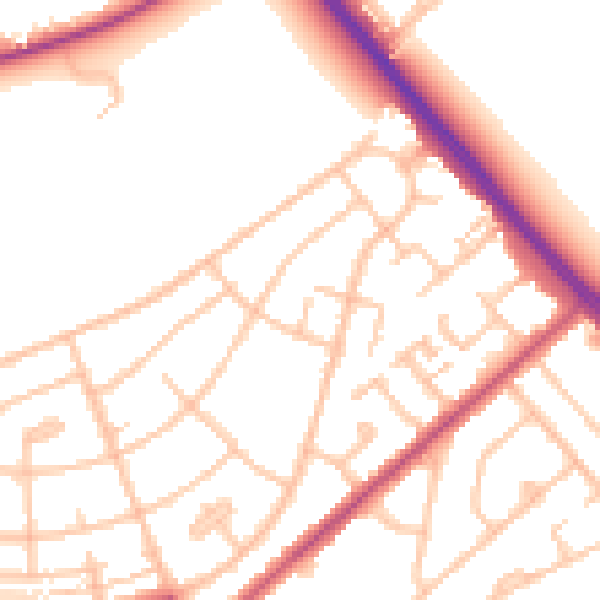 Daytime road noise heatmap for IG7 4NE