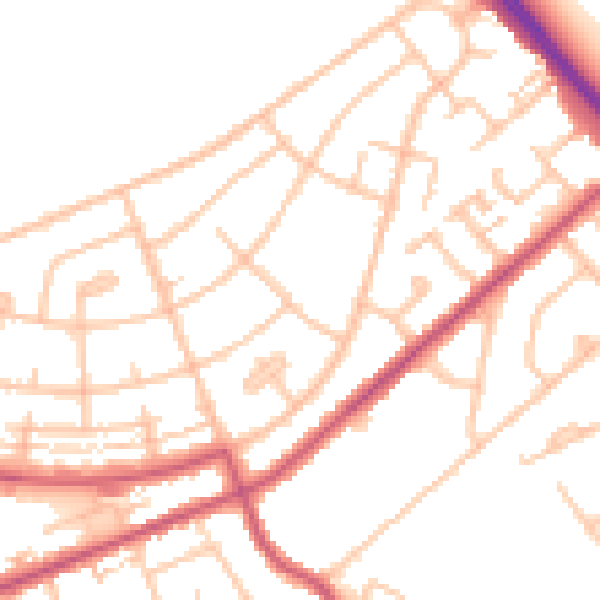 Daytime road noise heatmap for IG7 4NY