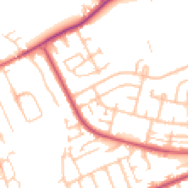 Daytime road noise heatmap for IG7 4PR