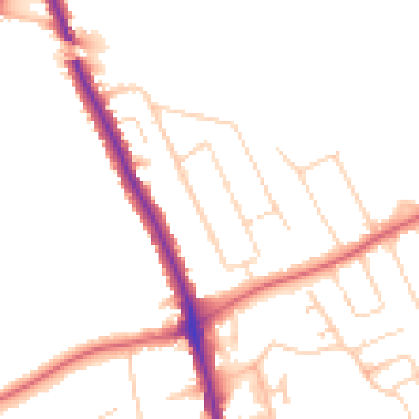 Daytime road noise heatmap for IG7 5HA