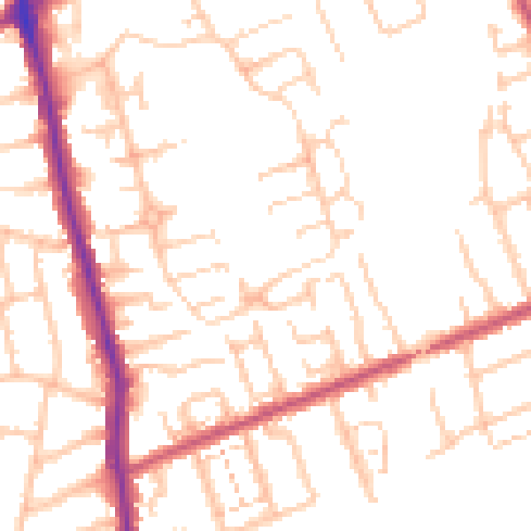 Daytime road noise heatmap for IG7 5NQ