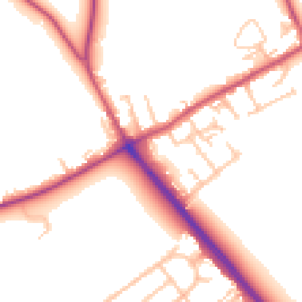 Daytime road noise heatmap for IG7 6EG