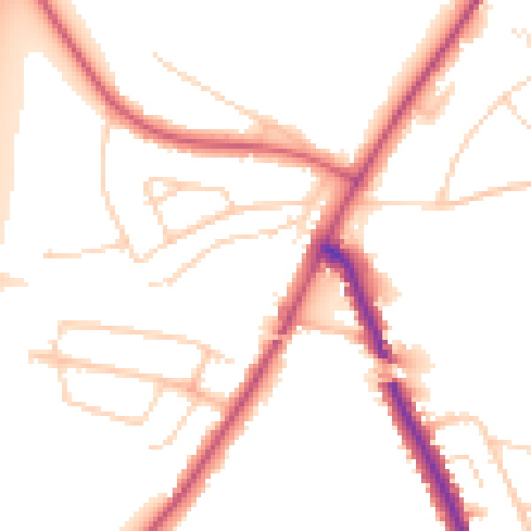 Daytime road noise heatmap for IG7 6PA