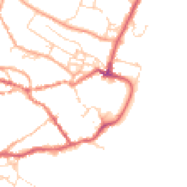 Daytime road noise heatmap for IP12 1AL