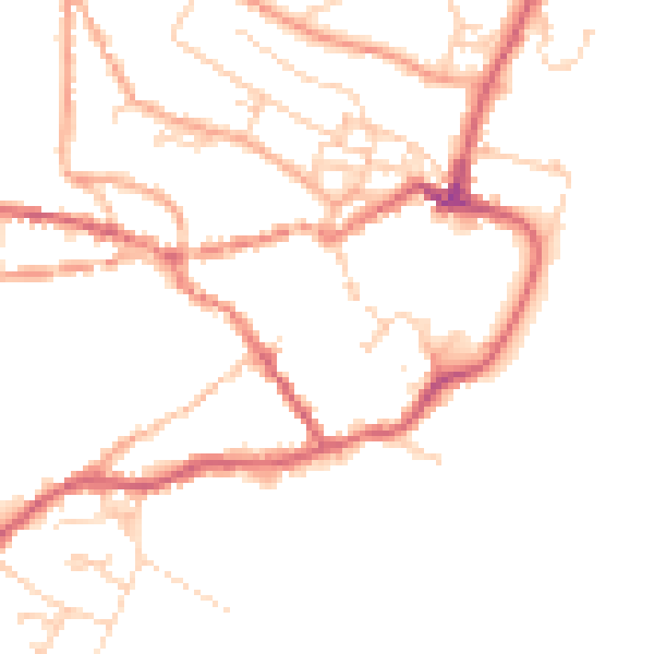 Daytime road noise heatmap for IP12 1DD