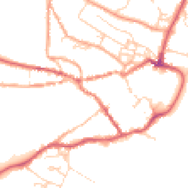 Daytime road noise heatmap for IP12 1DH