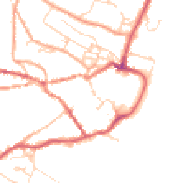 Daytime road noise heatmap for IP12 1DT