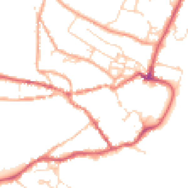 Daytime road noise heatmap for IP12 1DZ