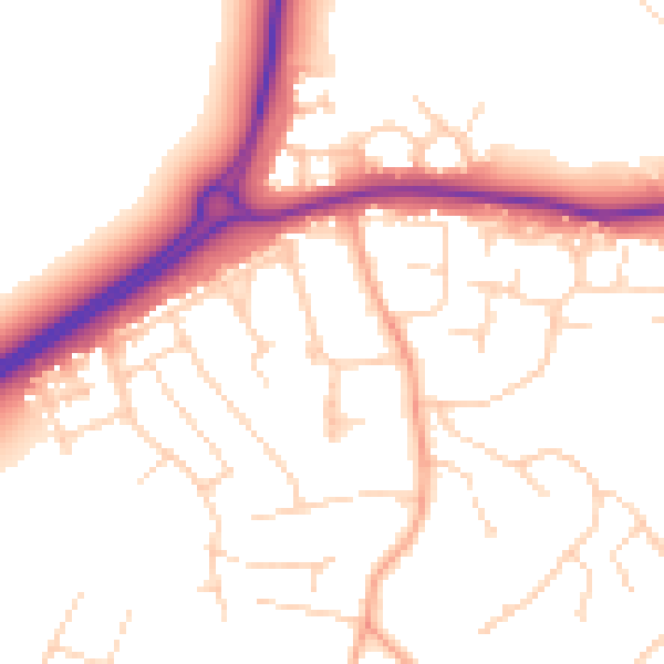 Daytime road noise heatmap for IP12 1JJ