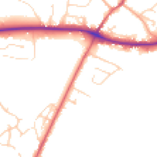 Daytime road noise heatmap for IP12 1NZ