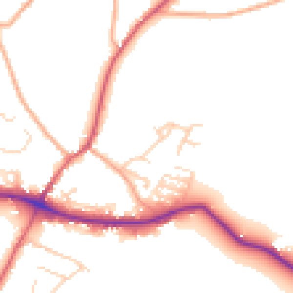 Daytime road noise heatmap for IP12 1PZ