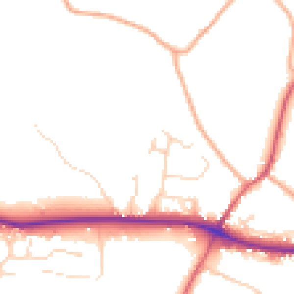 Daytime road noise heatmap for IP12 1RN