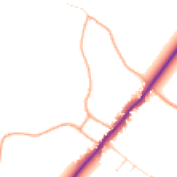 Daytime road noise heatmap for IP12 2QF