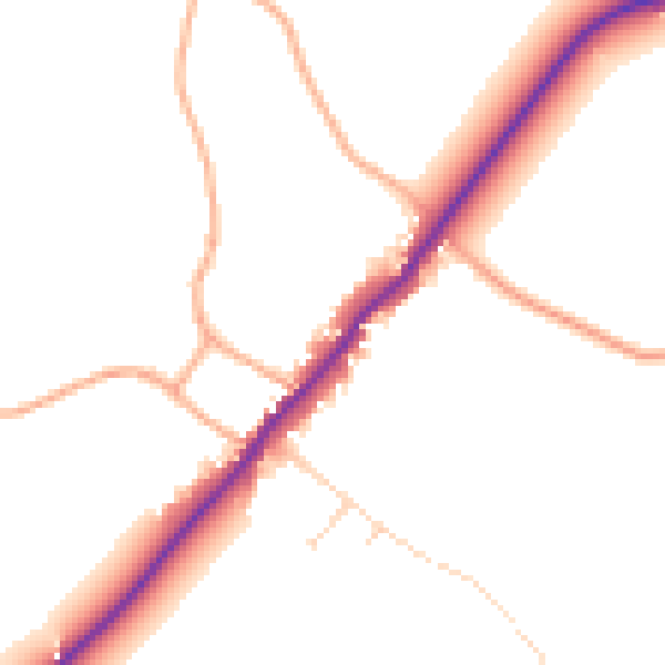 Daytime road noise heatmap for IP12 2QG