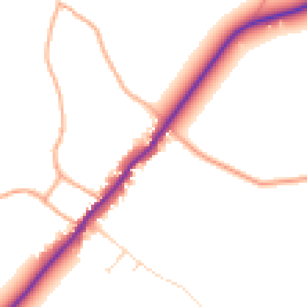 Daytime road noise heatmap for IP12 2QH