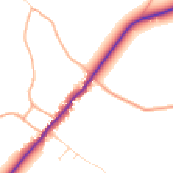 Daytime road noise heatmap for IP12 2QQ