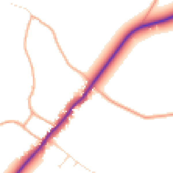 Daytime road noise heatmap for IP12 2SY